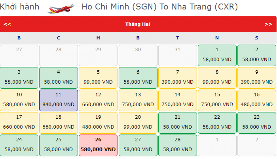 Vé máy bay Vietjet Sài Gòn đi Nha Trang giá chỉ từ 58.000VND